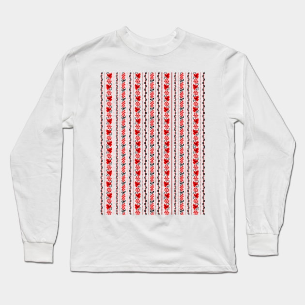 Ethno Ukrainian Pattern - Grape Guelder rose Oak - Symbol Long Sleeve T-Shirt by GrandTartaria